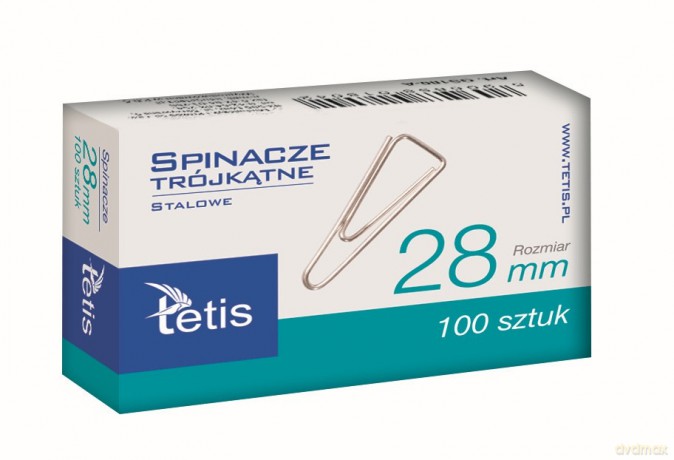 Spinacze biurowe trójkątne 28 mm 100 szt paczka 10 sztuk