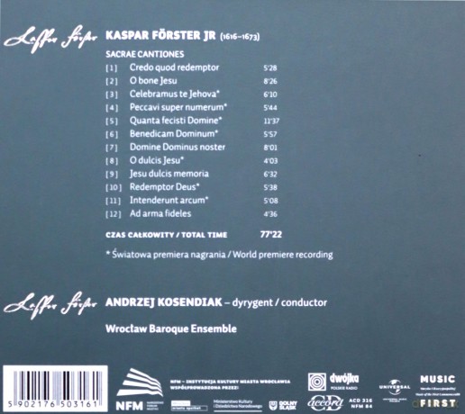 Wrocław Baroque Ensemble: Kaspar Forster Jr - Sacrae Cantiones [CD]