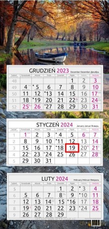Kalendarz 2024 trójdzielny Jesienna łódka [KALENDARZ]