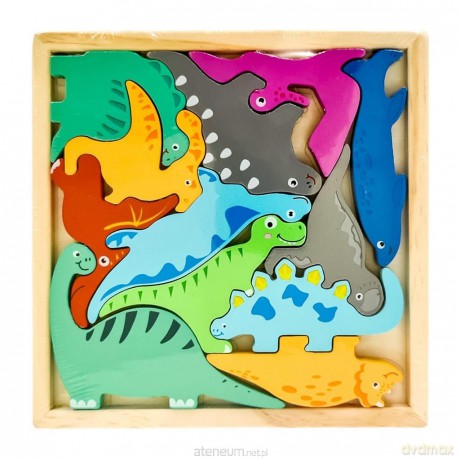 Puzzle drewniane na planszy Dino