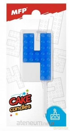 Świeczka klocki cyfra 4 niebieska