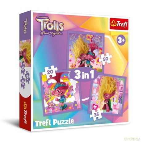 TREFL 3w1 Poznaj wesołe Trolle [PUZZLE]