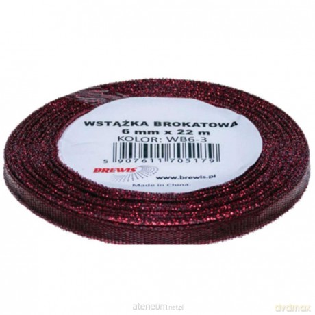 Wstążka brokatowa czerwona 6mmx22m