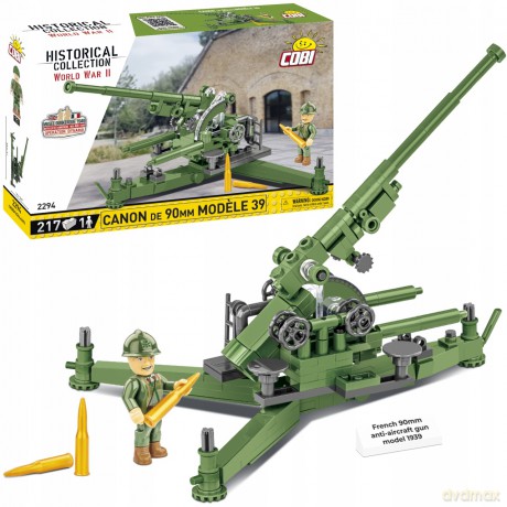 COBI 2294 Historical Collection WWII Francuskie działo przeciwlotnicze Canon de 90 mm Modele 1939 217 klocków [KLOCKI]
