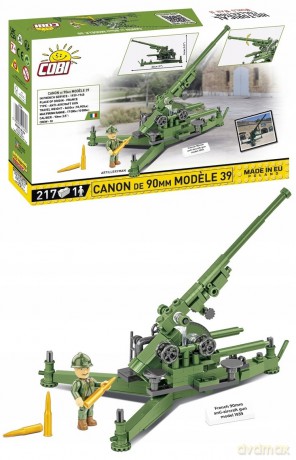 COBI 2294 Historical Collection WWII Francuskie działo przeciwlotnicze Canon de 90 mm Modele 1939 217 klocków [KLOCKI]
