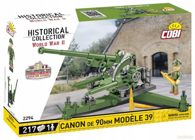 COBI 2294 Historical Collection WWII Francuskie działo przeciwlotnicze Canon de 90 mm Modele 1939 217 klocków [KLOCKI]