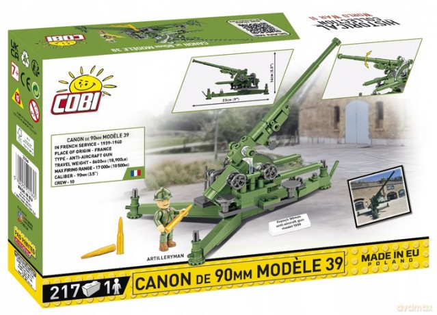 COBI 2294 Historical Collection WWII Francuskie działo przeciwlotnicze Canon de 90 mm Modele 1939 217 klocków [KLOCKI]