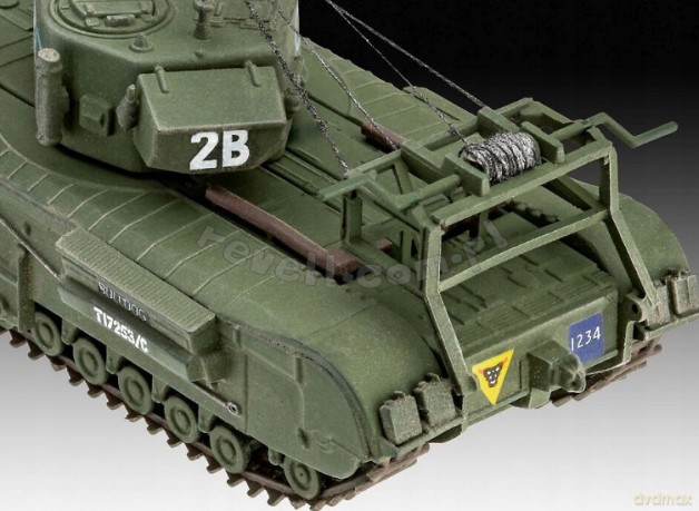 Czołg do sklejania 1:76 63297 Churchill A.V.R.E + klej, 3 farbki, pędzelek Revell
