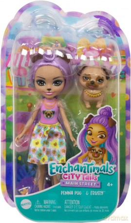 Enchantimals Lalka Penna Pug Mops + figurka Trusty HKN11