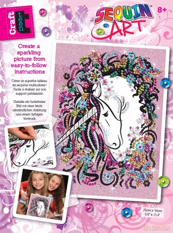 Obraz z cekinów Jednorożec 1720 Sequin Art Craft Teen Unicorn
