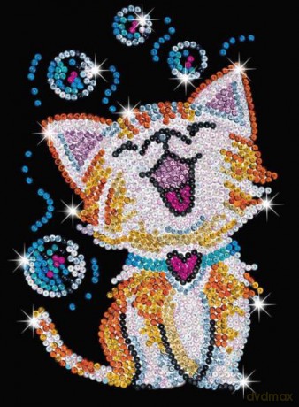 Obrazek z cekinów Kotek 1602 Sequin Art Red Bubbles the Kitten