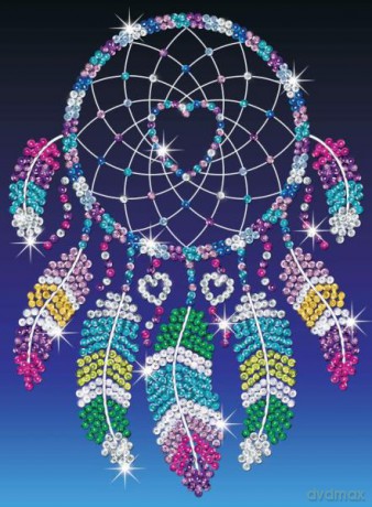 Obrazek z cekinów Łapacz Snów 1620 Sequin Art Red Dreamcatcher Heart