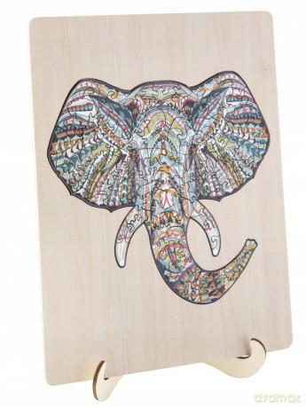 Puzzle drewniane konturowe 130 el Słoń [PUZZLE]