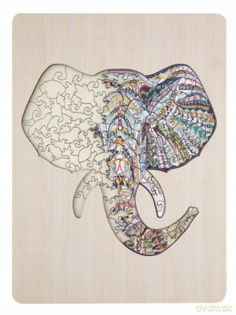 Puzzle drewniane konturowe 130 el Słoń [PUZZLE]