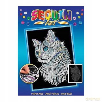 Sequin Art Blue White Cat 1711