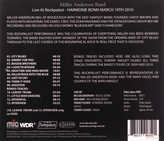 Miller Anderson Band: Live At Rockpalast 2010 [DVD]+[CD]