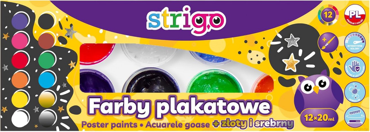 Farby plakatowe 20ml 12 kolorów