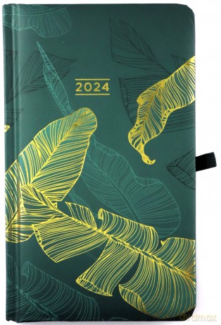 Kalendarz kieszonkowy 2024 Zielony w liście [KALENDARZ]