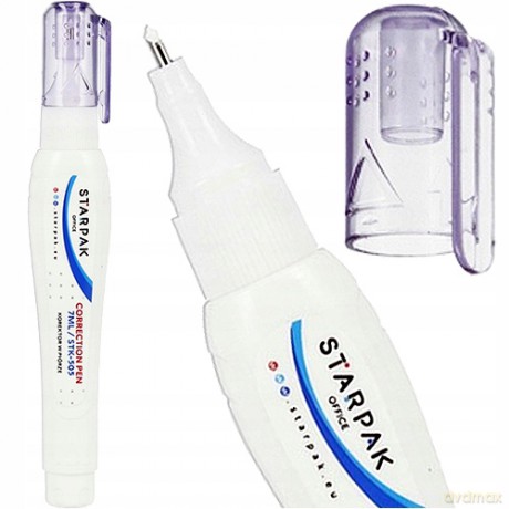 Korektor w piórze z metalową końcówką 7ml 24 sztuki