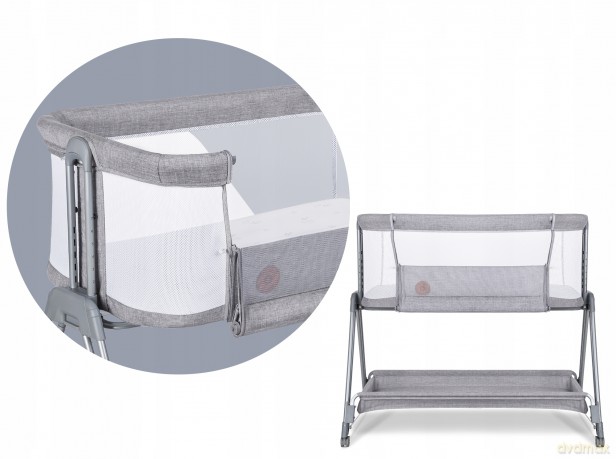Łóżeczko dostawne Luna Grey Concrete 2 w 1