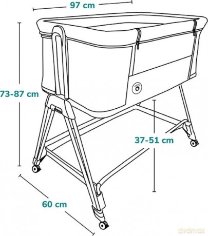Łóżeczko dostawne Luna Grey Concrete 2 w 1