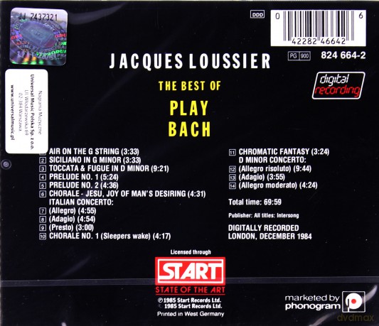 Jacques Loussier: The Best Of Play Bach [CD]