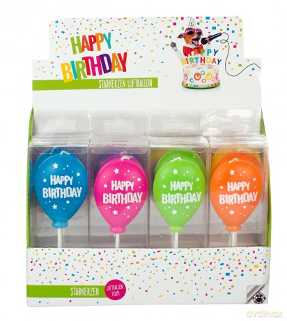 Świeczka balon BIRTHDAY FUN 1szt mix kolorów