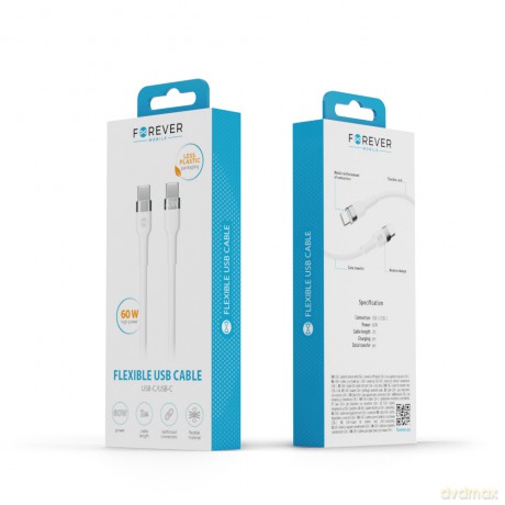 Forever kabel Flexible USB-C - USB-C 2,0 m 60W biały