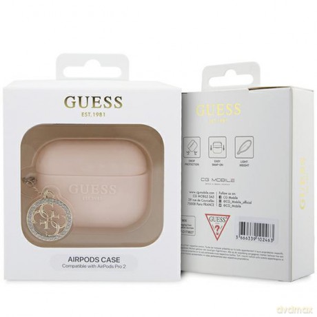 Guess etui do AirPods Pro 2 GUAP23DSLGHDP różowe Silicone W/4G Diamond Charm