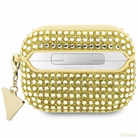 Guess etui do AirPods Pro GUAPHDGTPD złote Rhinestone Triangle Charm