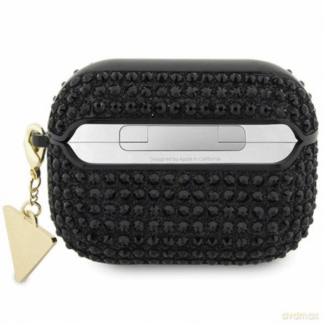 Guess etui do AirPods Pro GUAPHDGTPK czarne Rhinestone Triangle Charm