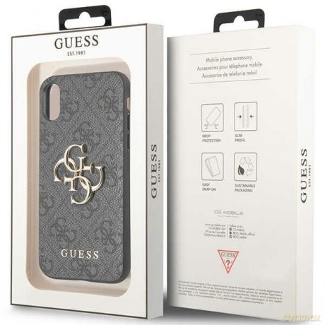 Guess etui do iPhone X GUHCPX4GMGGR szare book case 4G Big Metal Logo