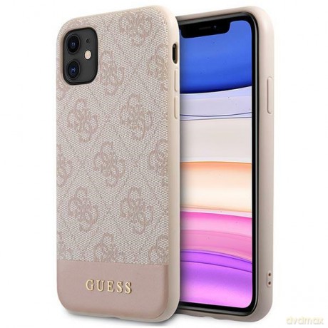 Guess nakładka do iPhone 11 GUHCN61G4GLPI różowa HC PC/TPU 4G PU Bottom Stripe