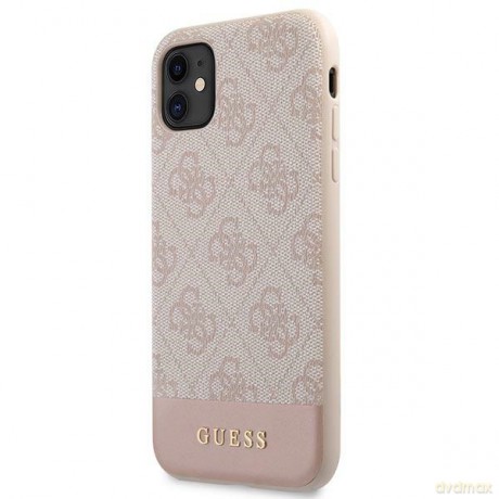 Guess nakładka do iPhone 11 GUHCN61G4GLPI różowa HC PC/TPU 4G PU Bottom Stripe