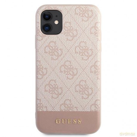 Guess nakładka do iPhone 11 GUHCN61G4GLPI różowa HC PC/TPU 4G PU Bottom Stripe