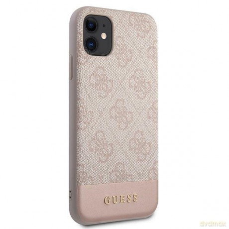 Guess nakładka do iPhone 11 GUHCN61G4GLPI różowa HC PC/TPU 4G PU Bottom Stripe