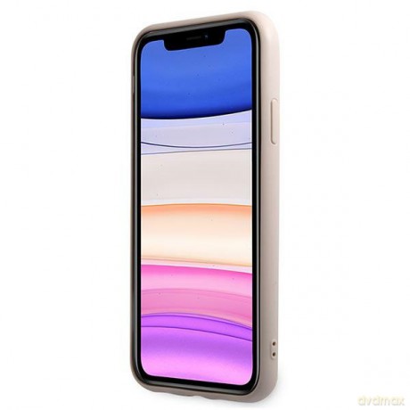 Guess nakładka do iPhone 11 GUHCN61G4GLPI różowa HC PC/TPU 4G PU Bottom Stripe
