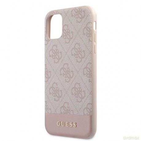 Guess nakładka do iPhone 11 GUHCN61G4GLPI różowa HC PC/TPU 4G PU Bottom Stripe