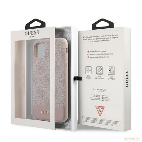 Guess nakładka do iPhone 11 GUHCN61G4GLPI różowa HC PC/TPU 4G PU Bottom Stripe