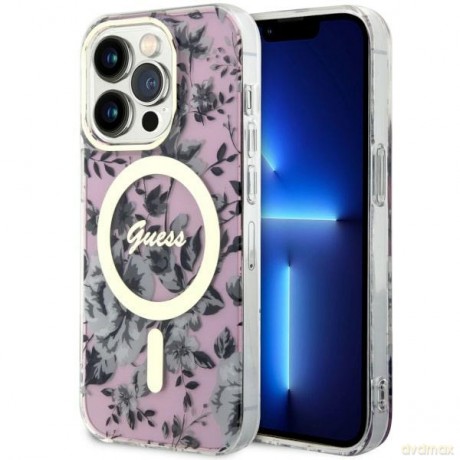 Guess Etui Flower do Apple iPhone 14 Pro Pink