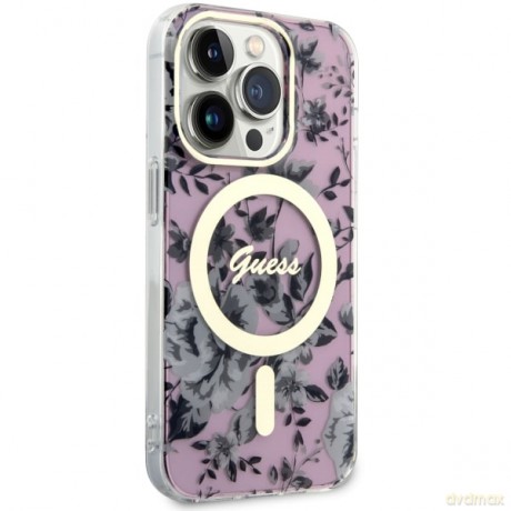 Guess Etui Flower do Apple iPhone 14 Pro Pink