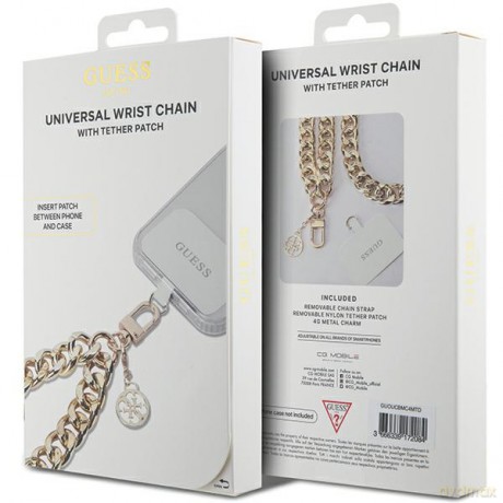 Guess pasek GUOUCBMC4MD złoty HDSP PU Saffiano Chain Strap 4G Charm