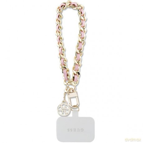 Guess pasek GUOUCHSAMC4P różowy HDSP PU Saffiano Chain Strap 4G Charm