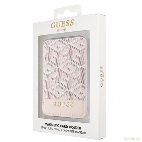 Guess portfel GUWMSHGCFSEP różowy Wallet Cardslot Stand Gcube Stripe Magsafe