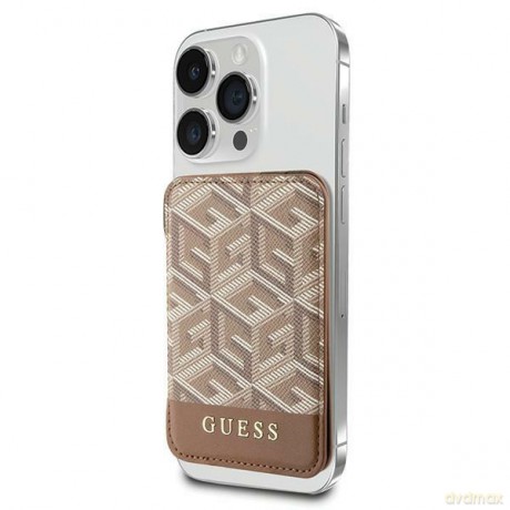 Guess portfel GUWMSHGCFSEW brązowy Wallet Cardslot Stand Gcube Stripe Magsafe