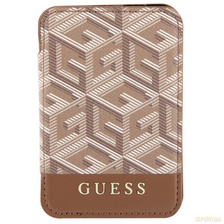 Guess portfel GUWMSHGCFSEW brązowy Wallet Cardslot Stand Gcube Stripe Magsafe