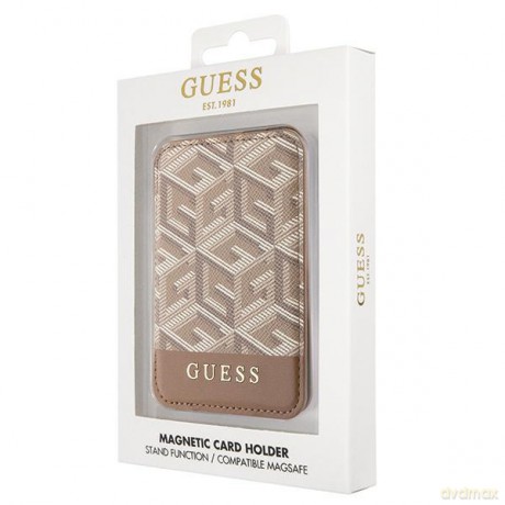 Guess portfel GUWMSHGCFSEW brązowy Wallet Cardslot Stand Gcube Stripe Magsafe