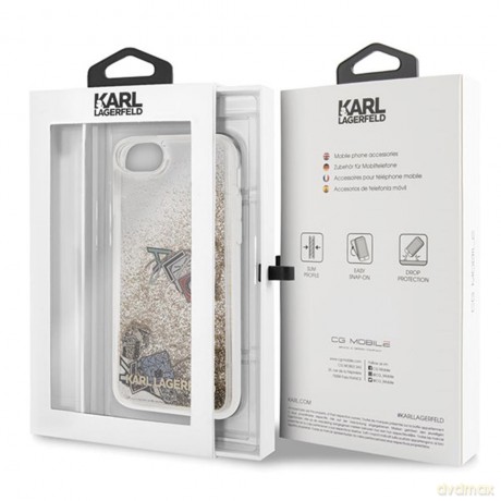 Karl Lagerfeld iPhone 7/ iPhone 8 KLHCI8KSICGO złote hard case Iconic Liquid Glitter
