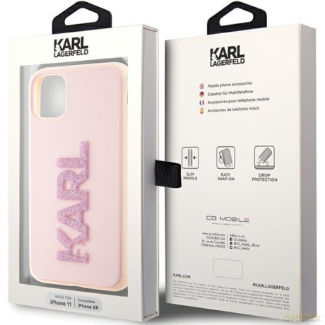 Karl Lagerfeld nakładka do iPhone 11 KLHCN613DMBKCP pink HC 3D Logo Glitter