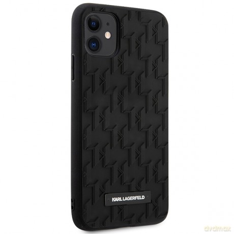 Karl Lagerfeld nakładka do iPhone 11 KLHCN61RUPKLPK czarna HC 3D Rubber Mono Logo Plate